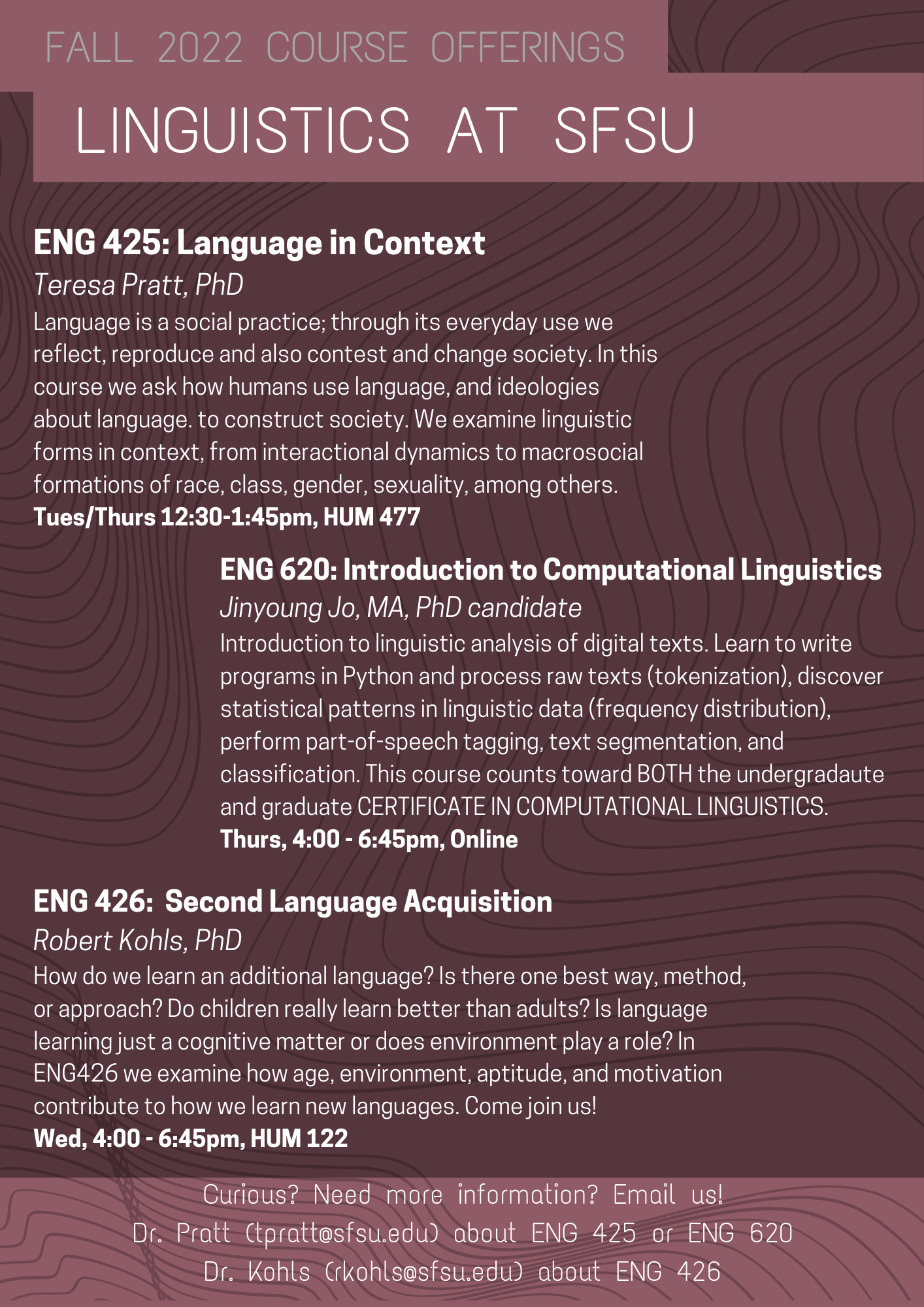 Exciting Linguistic Courses In Fall Semester Department Of English Language And Literature